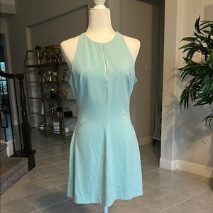 Bebe Blue Sheath Mini Dress Halter Slit